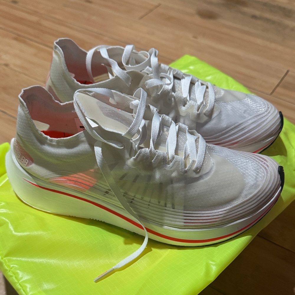 Women’s Nike Zoom FLY SP White and Pink Athletic Sneakers